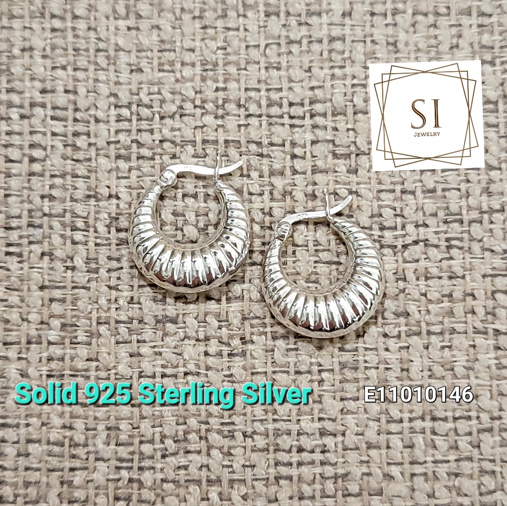 Real Solid Genuine 925 Sterling Silver Hoop Earrings. Designer Style